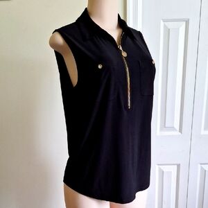 3/$20 Anne Klein Black Blouse with Gold Details Size M